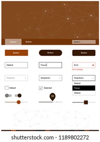 Dark Brown vector ui kit in polygonal style with circles. Style guide in polygonal style with triangles, circles. This sample is for your website.