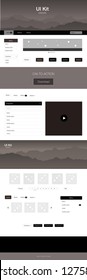 Dark Brown vector wireframe kit with nature. Beautiful ui ux kit with colorful mountains in its header. Template for website of outdoor activities.