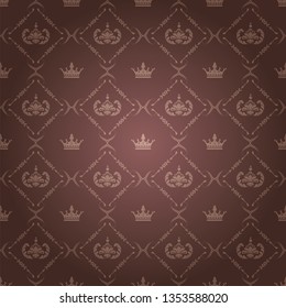 Dark brown wallpaper in old-fashioned style for your design. Vector graphics