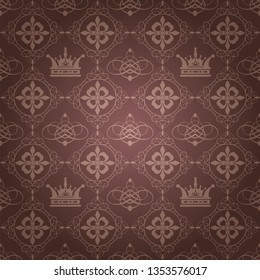 Dark brown wallpaper in royal style for your design, vector illustration