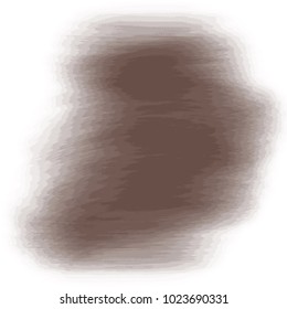 dark brown watercolor scribble shaped stain pattern with blurred borders on white background, vector illustration