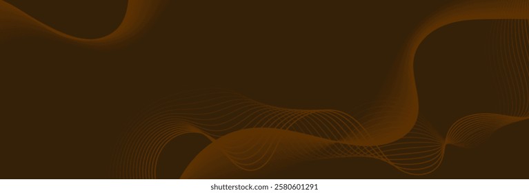 Dark Brown Wave Lines Pattern Background. Modern Banner. Technology Wallpaper. Vector Illustration