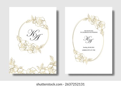 Dark brown wedding invitation with ornamental Lily flower