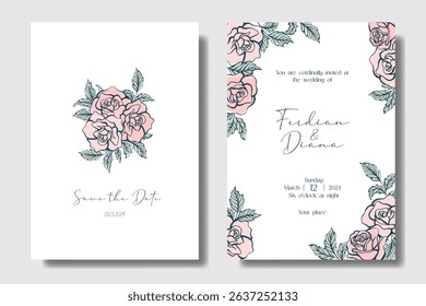 Dark brown wedding invitation with ornamental Lily flower
