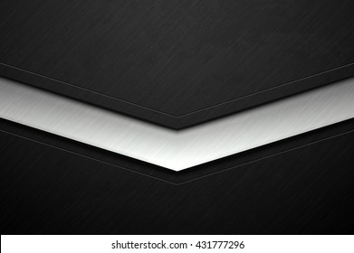 Dark brushed metal background with grunge texture. Vector scratched surface and stainless steel line. Heavy industrial design