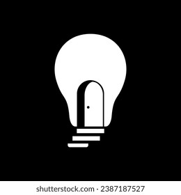 dark with bulb lamp door stairs open ideas creative simple modern logo design vector icon illustration