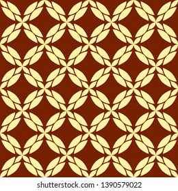 Dark burgundy patterns on a yellow background. Seamless background. Abstract vector.