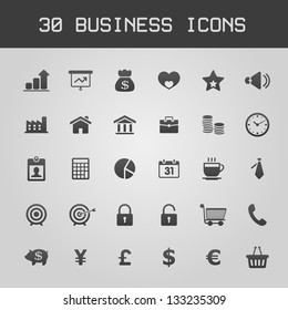 Dark Business Design elements icon set on grey background vector illustration