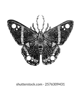 dark butterfly hand drawing vector isolated on white background.