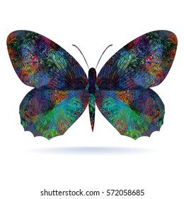 Dark butterfly on white background. Abstract pattern