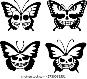 Mariposa oscura con Colección de Vector de cara de cráneo