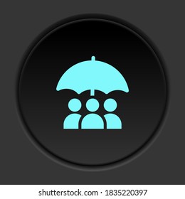 Dark button flat icons on round backgrounds. Building construction insurance dark circle vector icon