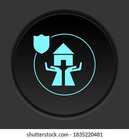 Dark button flat icons on round backgrounds. Building construction insurance dark circle vector icon