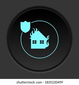 Dark button flat icons on round backgrounds. Building construction insurance dark circle vector icon