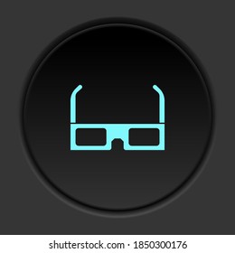 Dark button icon 3d cardboard glasses. Button banner round badge interface for application illustration