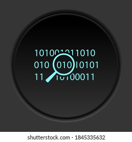 Dark button icon Algorithm search code. Button banner round badge interface for application illustration