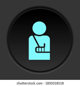 Dark button icon Arm broken. Button banner round badge interface for application illustration
