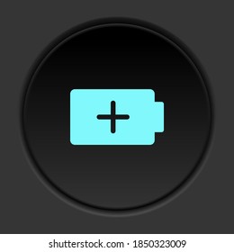 Dark button icon charge add battery. Button banner round badge interface for application illustration