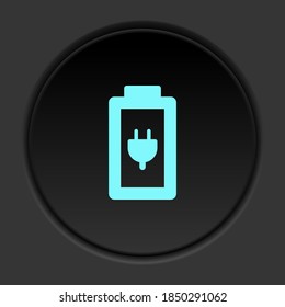 Dark button icon charge battery. Button banner round badge interface for application illustration