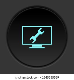 Dark button icon configuration desktop. Button banner round badge interface for application illustration