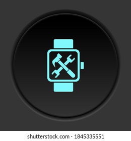 Mirada de configuración de iconos de botón oscuro. Banner de botón de la interfaz de placa redonda para la ilustración de la aplicación
