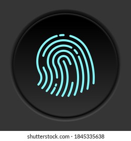 Dark button icon Finger print. Button banner round badge interface for application illustration