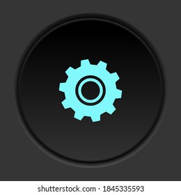 Dark button icon Gear. Button banner round badge interface for application illustration
