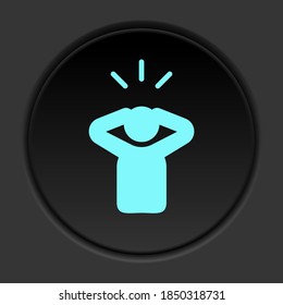 Dark button icon Headache. Button banner round badge interface for application illustration