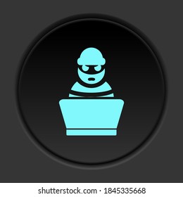 Dark button icon login thief computer. Button banner round badge interface for application illustration