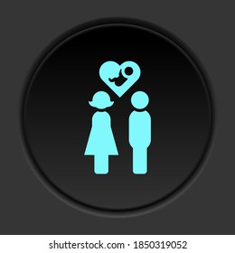 Dark button icon Love baby parent. Button banner round badge interface for application illustration