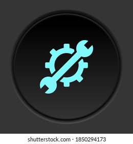 Dark button icon Mass production settings. Button banner round badge interface for application illustration