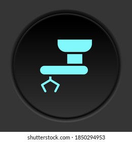 Dark button icon Mass production mechanical arm. Button banner round badge interface for application illustration