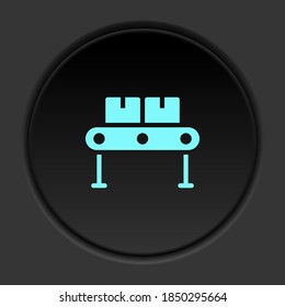 Dark button icon Mass production conveyor. Button banner round badge interface for application illustration