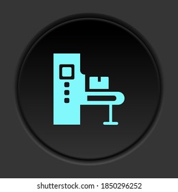 Dark button icon Mass production conveyor. Button banner round badge interface for application illustration