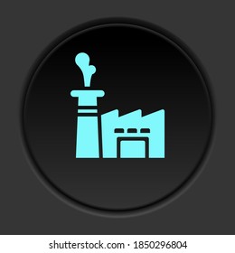 Dark button icon Mass production factory. Button banner round badge interface for application illustration