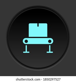 Dark button icon Mass production conveyor. Button banner round badge interface for application illustration