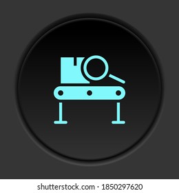 Dark button icon Mass production conveyor. Button banner round badge interface for application illustration