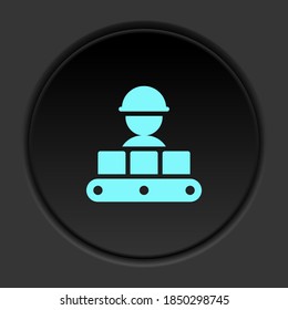 Icono de botón oscuro Transmisor de producción masiva. Banner de botón de la interfaz de placa redonda para la ilustración de la aplicación