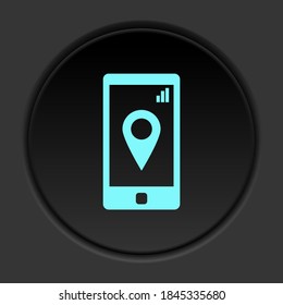 Dark button icon Mobile phone pin. Button banner round badge interface for application illustration
