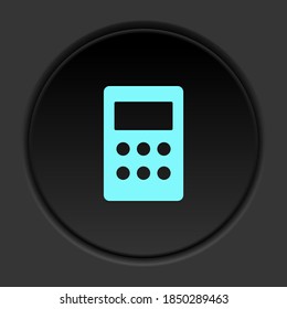 Dark button icon mobile phone. Button banner round badge interface for application illustration
