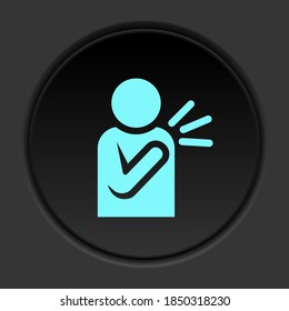 Dark button icon Pain in shoulder. Button banner round badge interface for application illustration