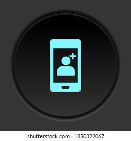 Dark button icon phone add contact new contact. Button banner round badge interface for application illustration