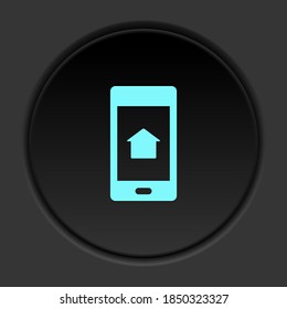 Dark button icon phone home. Button banner round badge interface for application illustration
