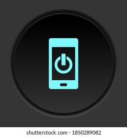 Dark button icon phone power. Button banner round badge interface for application illustration