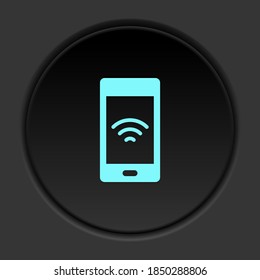 Dark button icon phone signal. Button banner round badge interface for application illustration