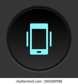 Dunkle Taste Symbol Telefon vibrieren. Button-Banner-Rundbadschnittstelle für Anwendungsgrafik