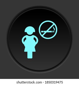 Dunkle Taste Symbol schwanger verboten Rauchen. Button-Banner-Rundbadschnittstelle für Anwendungsgrafik