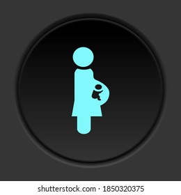 Dark button icon Pregnant woman baby. Button banner round badge interface for application illustration