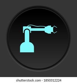 Dark button icon Robot technology industry factory. Button banner round badge interface for application illustration