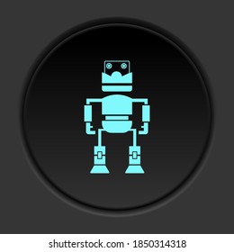Dark button icon Robot technology. Button banner round badge interface for application illustration